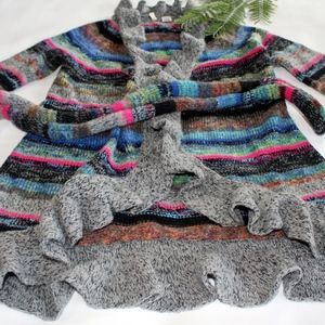 Moth Marbled Ruffle Tie waist Cardigan Wrap